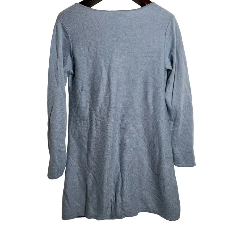 J Jill cotton knit tunic blue small long sleeve womens v neck‎ sweater